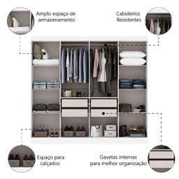 Guarda Roupas Casal 8 Portas 4 Gavetas Prime Branco Maxel - 5