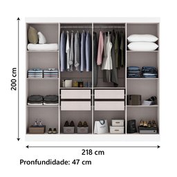 Guarda Roupas Casal 8 Portas 4 Gavetas Prime Branco Maxel - 3