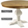 Mesa Redonda 90cm com Pés Torneados em Madeira Maciça - Oregon/ Branco Provençal - 3