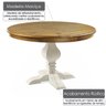Mesa Redonda 90cm com Pés Torneados em Madeira Maciça - Oregon/ Branco Provençal - 2