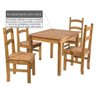 Conjunto Mesa de 100cm x 80cm com 4 Cadeiras Cancun - Madeira Maciça Pinus - Acabamento Cera - 3