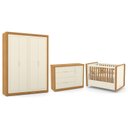 Ver imagem 1 de Dormitório Tutto New 4 Portas, Cômoda 1 Porta, Berço Off White/Freijó - Matic Móveis