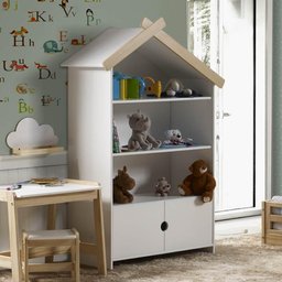 Estante Infantil Casinha 2 Portas e 3 Nichos - Casatema - 1 Estante Infantil Casinha 2 Portas e 3 Nichos - Casatema - 1