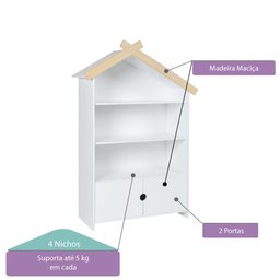 Estante Infantil Casinha 2 Portas e 3 Nichos - Casatema - 3 Estante Infantil Casinha 2 Portas e 3 Nichos - Casatema - 3