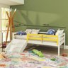 Cama Infantil Prime com Grade de Proteção Amarelo e Escadinha/ Escorrega - Madeira Maciça - - 4