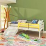 Cama Infantil Prime com Grade de Proteção Amarelo e Escadinha/ Escorrega - Madeira Maciça - - 1