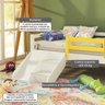 Cama Infantil Prime com Grade de Proteção Amarelo e Escadinha/ Escorrega - Madeira Maciça - - 2