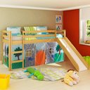 Ver imagem 1 de Cama Infantil Com Escorregador E Tenda Castelo Cavaleiro - Madeira Maciça - Cera Mel