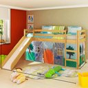 Ver imagem 2 de Cama Infantil Com Escorregador E Tenda Castelo Cavaleiro - Madeira Maciça - Cera Mel