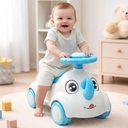 Ver imagem 3 de Andador Infantil Rinoceronte Azul Passeio Bebê 12 Meses Carrinho Empurrar Brinquedo Menino Didático
