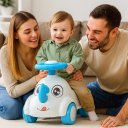 Ver imagem 5 de Andador Infantil Rinoceronte Azul Passeio Bebê 12 Meses Carrinho Empurrar Brinquedo Menino Didático
