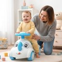 Ver imagem 2 de Andador Infantil Rinoceronte Azul Passeio Bebê 12 Meses Carrinho Empurrar Brinquedo Menino Didático