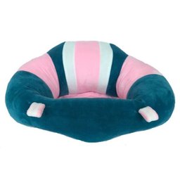 Sofá almofada senta bebê poltrona pelúcia rosa e verde baby - 1