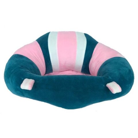 Sofá almofada senta bebê poltrona pelúcia rosa e verde baby
