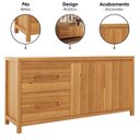 Ver imagem 4 de Buffet Balcao Madeira Macica Taeda 2 Portas 165 Cm 1553n Rustico Claro Festra