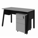 Ver imagem 2 de Mesa Escrivaninha 135cm x 60cm Tampo Chanfrado e Gaveteiro Móvel com 3 Gavetas F5 Office