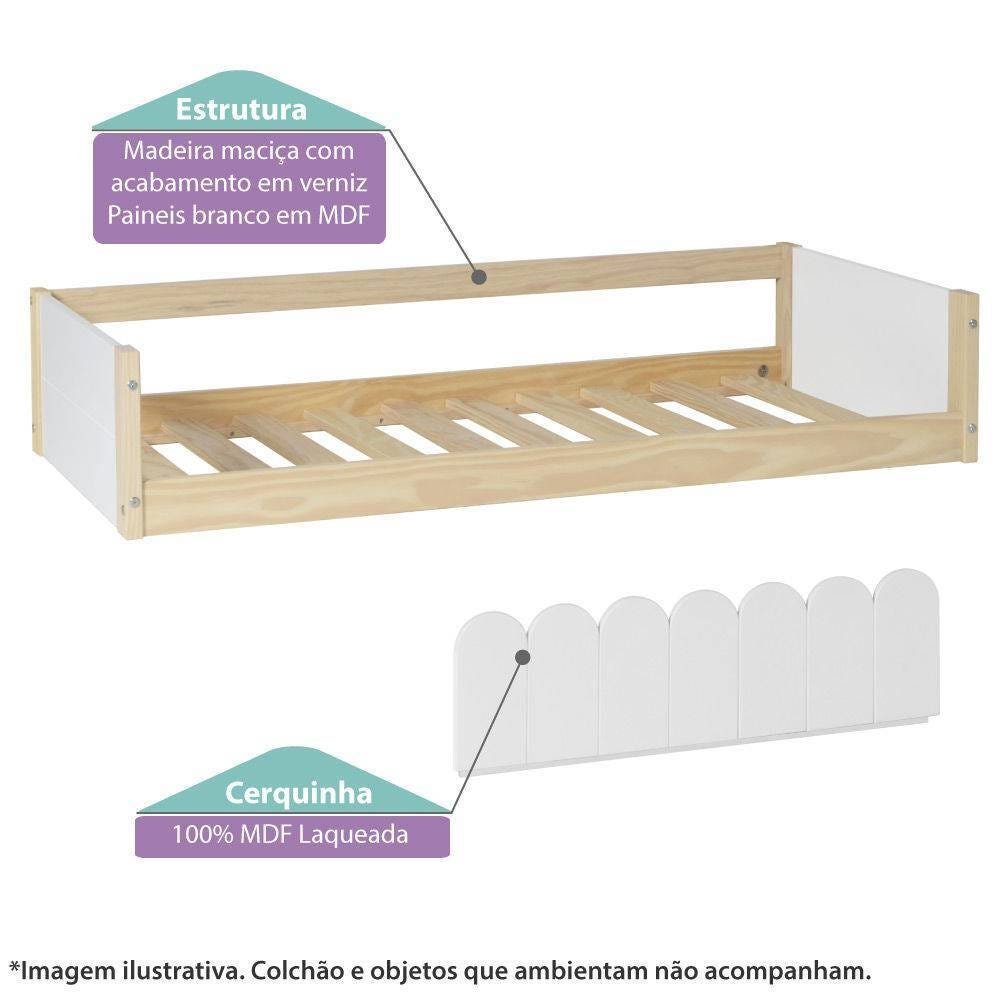 Mini Cama Montessoriana Infantil Montessoriana Cerquinha Branco/natural - Casatema - 2