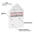 Ver imagem 2 de Cabeceira Casinha Atenas com Baú e Led Branco/Rosa - Casatema