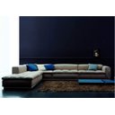 Ver imagem 1 de Sofá de 6 Lugares, Modular Revestimento em Sarja Creme, 3,00m X 3,50m