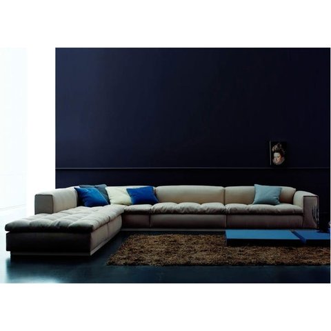 Sofá de 6 Lugares, Modular Revestimento em Sarja Creme, 3,00m X 3,50m
