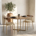 Ver imagem 1 de Cadeira de Jantar Kit 2 Lizzie Base Tubular Dourado Encosto Castanho PU D03 - D'Rossi