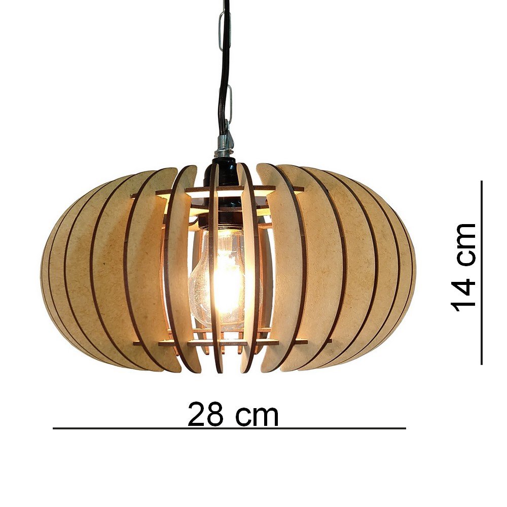 Lustre Luminária Pendente de Madeira MDF Mod. Sophia PQ Reto - 3