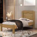 Ver imagem 1 de Cama Solteiro 100% MDF 195cm x 103cm x 94cm Sofia Bege/Nature/Off White