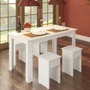 Ver imagem 1 de Conjunto Mesa 135cm com 4 Banquetas - Branco