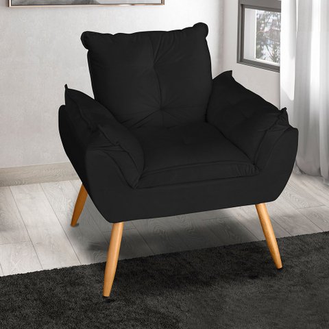 Poltrona Decorativa Opala Suede Preto - MV Estofados Shop