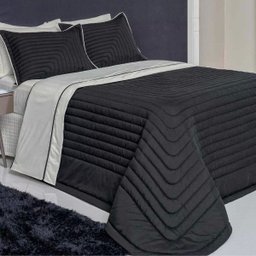 Cobre Leito Super King Grafiato 03 Peças com Vira Doblo - Preto - 1 Cobre Leito Super King Grafiato 03 Peças com Vira Doblo - Preto - 1