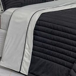 Cobre Leito Super King Grafiato 03 Peças com Vira Doblo - Preto - 3 Cobre Leito Super King Grafiato 03 Peças com Vira Doblo - Preto - 3