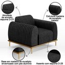 Ver imagem 3 de Poltrona Decorativa Base Gold Molino D06 Linho D-465 Chumbo - Mpozenato