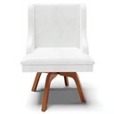 Ver imagem 7 de Kit 3 Cadeiras Decorativas Sala de Jantar Base Giratória de Madeira Firenze PU Branco Brilho/Natural