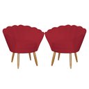 Ver imagem 1 de Conjunto 2 Poltronas Decorativa Pétala Pés Palito Vermelho Carolina Moveis