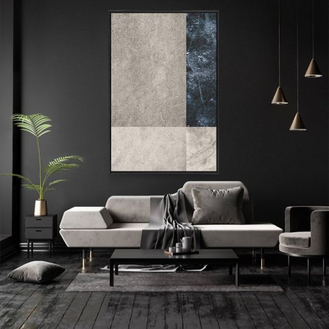 Quadro Decorativo Vertical Abstrato Texturas com Moldura e Sem Vidro 80X120