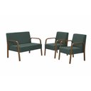 Ver imagem 1 de Conjunto Poltrona Jade Braço Madeira Suede Verde