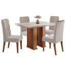 Ver imagem 1 de Conjunto de Mesa Sala de Jantar Tampo com Vidro Mond 1,20m 4 Cadeiras Bele Veludo Viero