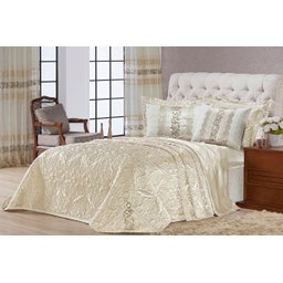 Kit Cobre Leito Realeza Re9casa Casal King 07 Peças - Cor Palha - 1
