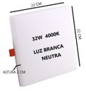 Ver imagem 2 de Painel Plafon LED Quadrado 32W 4000K Bivolt 22x22cm Sala Quarto Corredor