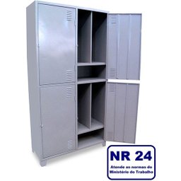 Armário Roupeiro de Aço Insalubre com 4 Portas Vestiário com Divisórias Nr 18/24 Locker - 2