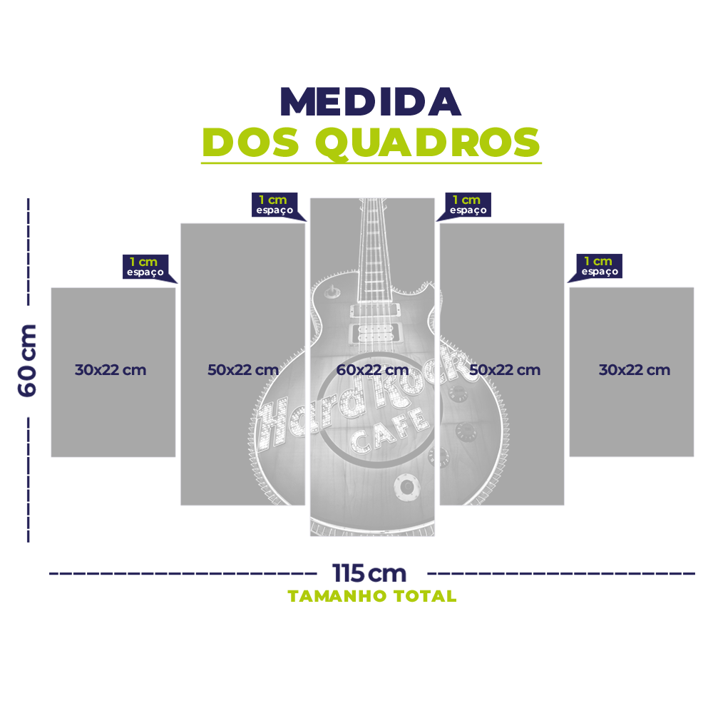 Quadro Decorativo em Mosaico MDF Hard Rock Guitar 115x60cm - 5