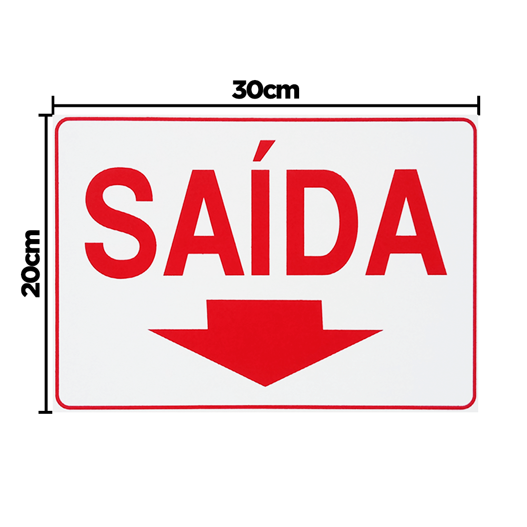 Combo 3 Placas De Sinalização Saída Com Seta Para Baixo 30x20 Acesso