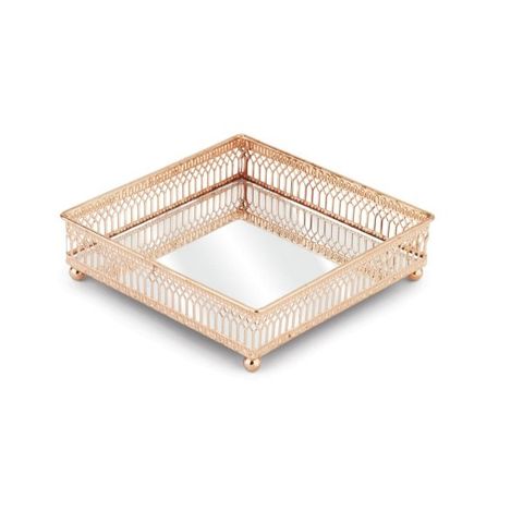 Bandeja Luxo Italiana Quadrada Cobre 16x16x4,5cm