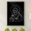 Ver imagem 1 de Quadro Jesus Moderno - One Line 45x34cm - com Vidro:moldura Preta
