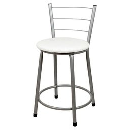 Banqueta Baixa para Cozinha 3un Epoxi Prata - Assento Branco - 2