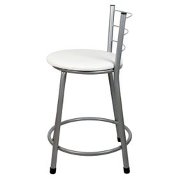Banqueta Baixa para Cozinha 3un Epoxi Prata - Assento Branco - 4
