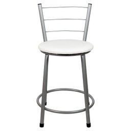 Banqueta Baixa para Cozinha 3un Epoxi Prata - Assento Branco - 3