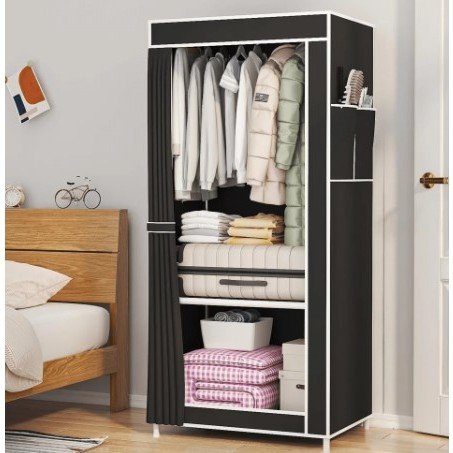 Guarda Roupa Portátil Dobrável 1 Porta Cor Preto