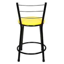 Banqueta Baixa Epoxi Preto - Assento Amarelo - 4