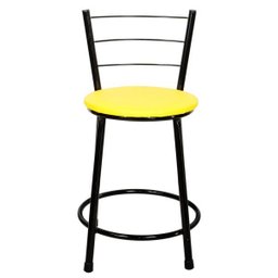 Banqueta Baixa Epoxi Preto - Assento Amarelo - 2